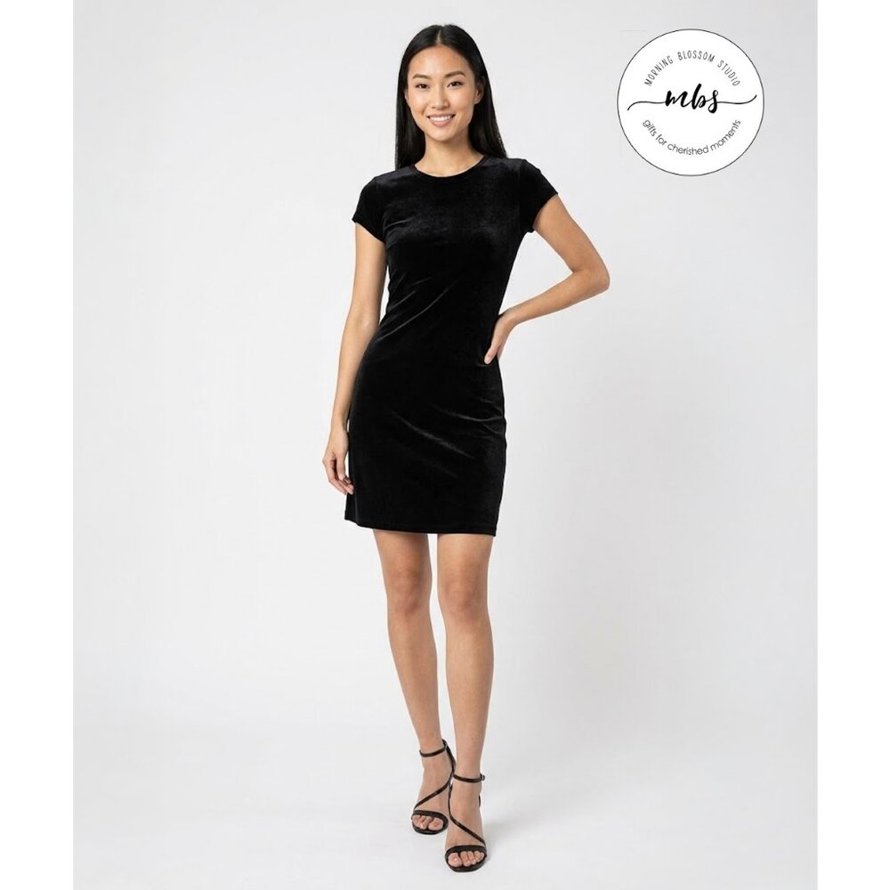 GUESS by Georges Marciano Vintage 90s Velvet Cap Sleeve Mini Dress Black Women S